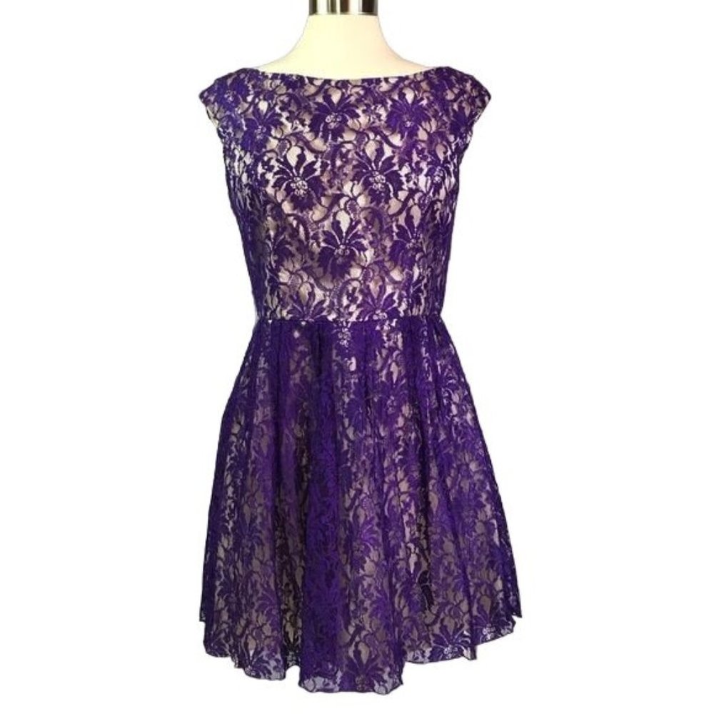 Sean Collection 10 lace overlay dress purple